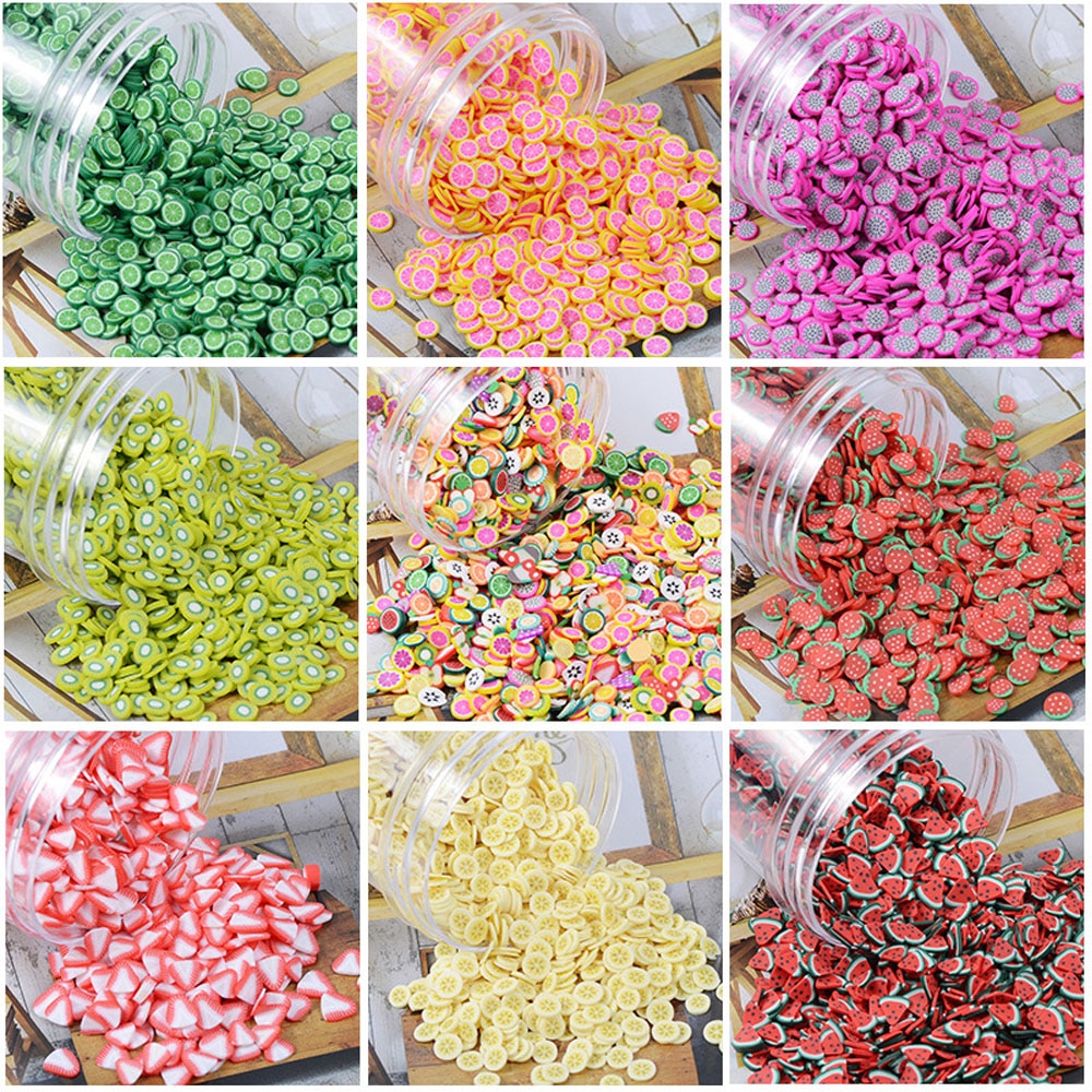 200Pcs Polymer Clay Fruit Slices Slime
