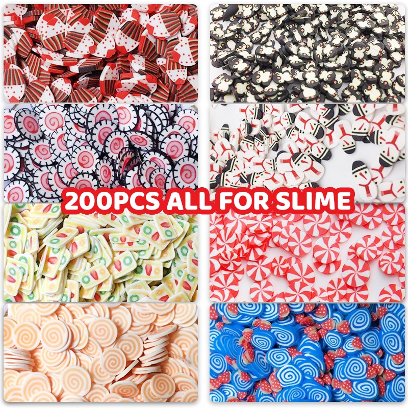 200Pcs Soft Pottery Fruit Slices Slime