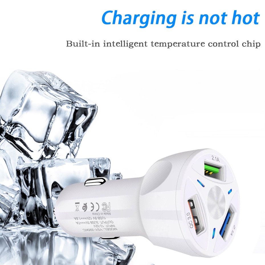 12v-24v Car Cigarette Lighter Charge Adapter Auto Quick Charge Splitter QC3.0 Car Charger 3 USB Phone Charge Port Fast Charging - Image 4