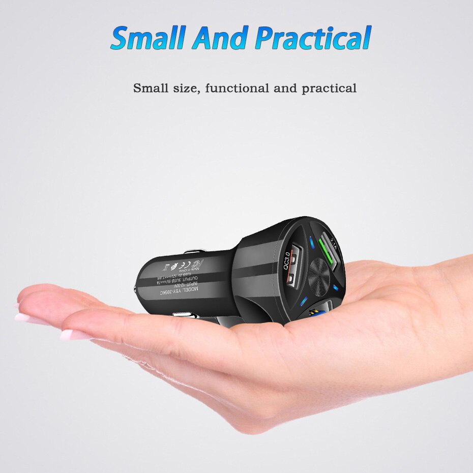 12v-24v Car Cigarette Lighter Charge Adapter Auto Quick Charge Splitter QC3.0 Car Charger 3 USB Phone Charge Port Fast Charging - Image 5