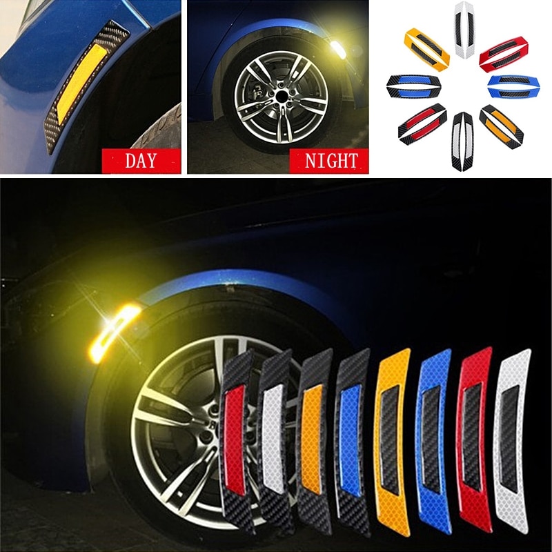 2 Pcs Car Reflective Strip Sticker Car Styling Safety Warning Mark Light Reflector Night Driving Decor Car Exterior Accessories