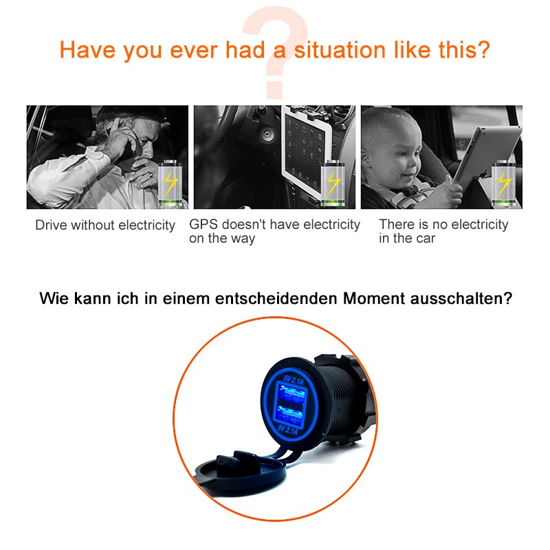 2019 New Arrive Cigarette Lighter Socket Splitter 12V-24V 2 Port USB Car Charger 5V 4.2A output with led light Power Adapter - Image 3