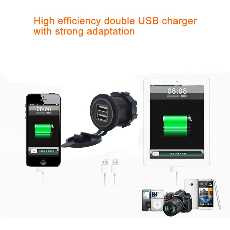 2019 New Arrive Cigarette Lighter Socket Splitter 12V-24V 2 Port USB Car Charger 5V 4.2A output with led light Power Adapter - Image 4