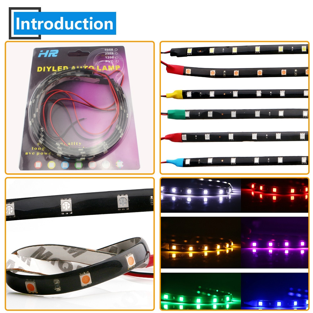 2PCS Led Strip Light 30 CM 5050 12 SMD Waterproof Car Underglow Light Motorcycles Golf Cart Decoration Interior Exterior Lights - Image 4