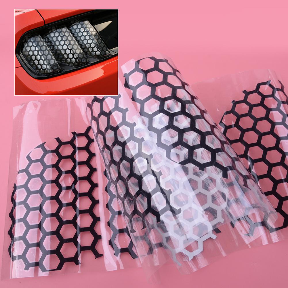 6 Pcs / Set PVC Car Rear Tail Stickers Light Taillight Lamp Cover Honeycomb Stickers PET DIY Exterior Decoration