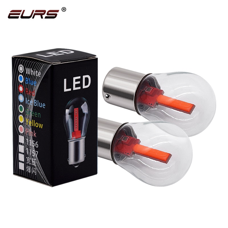 EURS 1PCS 1156 BA15S 1157 BAY15D Car LED Filament Light COB Bulbs Turn Signal Tail Parking Reverse Lamp 12V 24V White Red Yellow