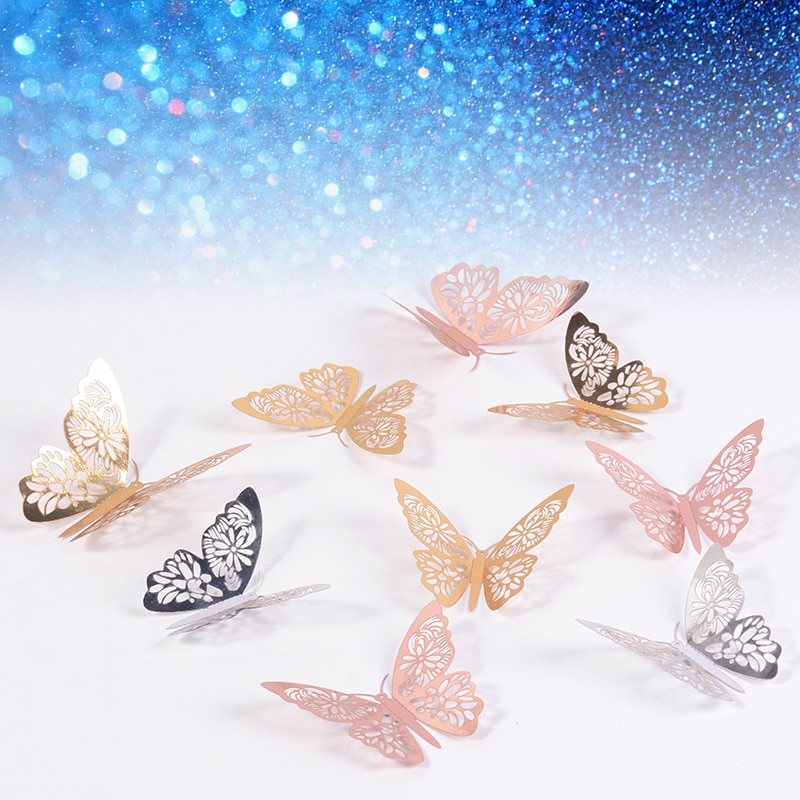 12 Pcs/Set 3D Wall Stickers Hollow Butterfly for Kids Rooms - Image 4