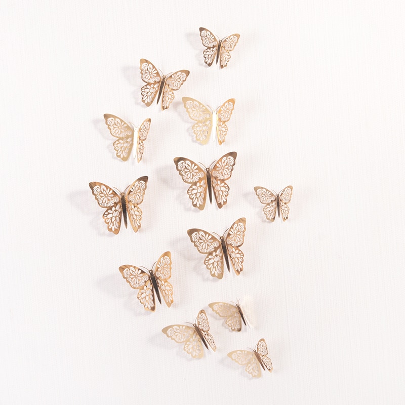 12 Pcs/Set 3D Wall Stickers Hollow Butterfly for Kids Rooms
