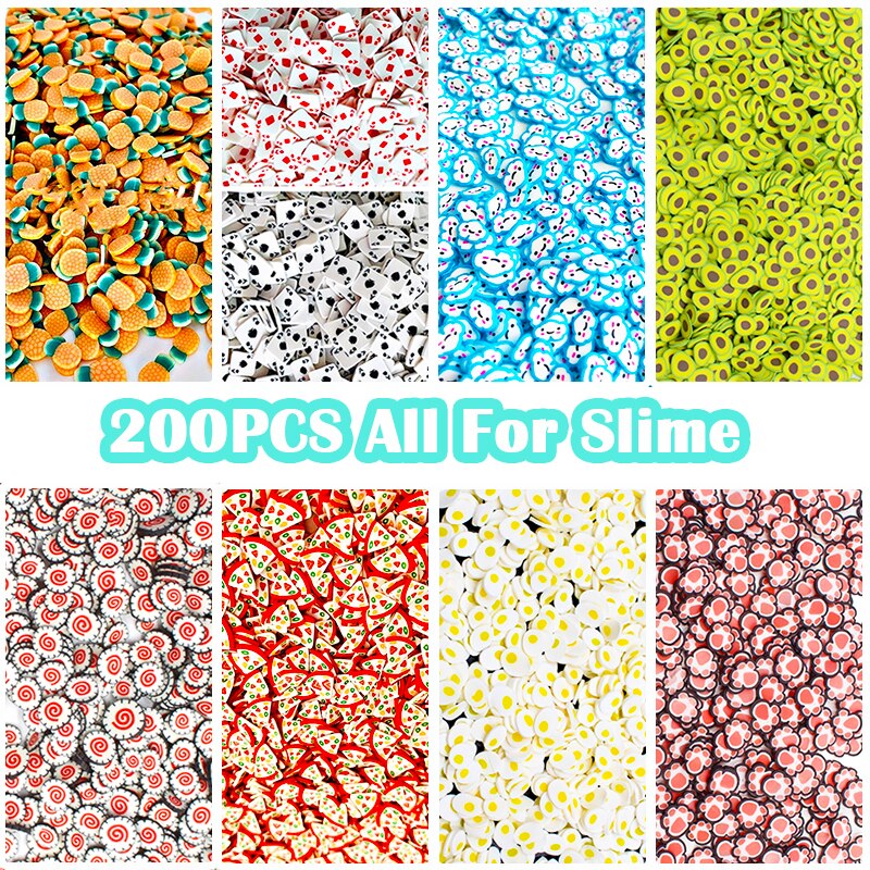 200Pcs Fruit Slices Slime Additives Soft Slices for Nail Art Beauty Decor Slime Filler Supplies Charms Accessories Toys