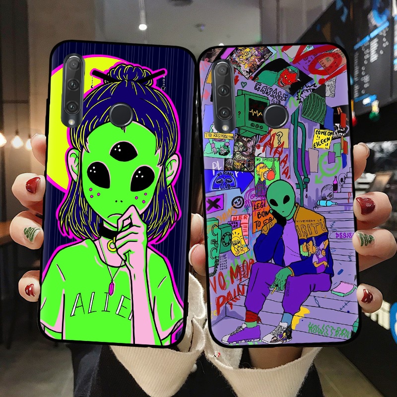 Aesthetics Cute Cartoon alien space Silicone Phone Case Cover Shell For Huawei Honor 10 20 Lite Pro 10i 20i 8X 8C 9X P30 Lite Ca