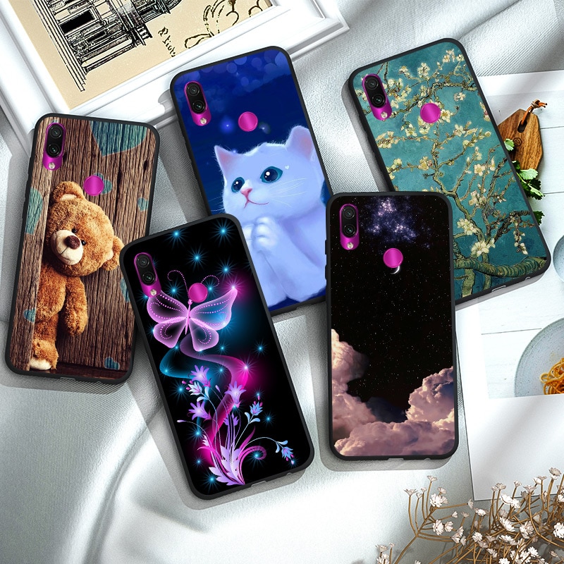 Black Case for Xiaomi Redmi Note 7 Pro 7 7A Cover Matte TPU Soft Silicone Redmi 7A Pro Cases