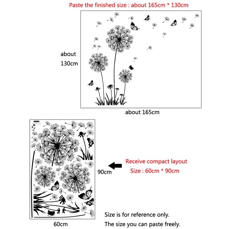 Black Dandelion Wall Sticker butterflies on the wall - Image 2