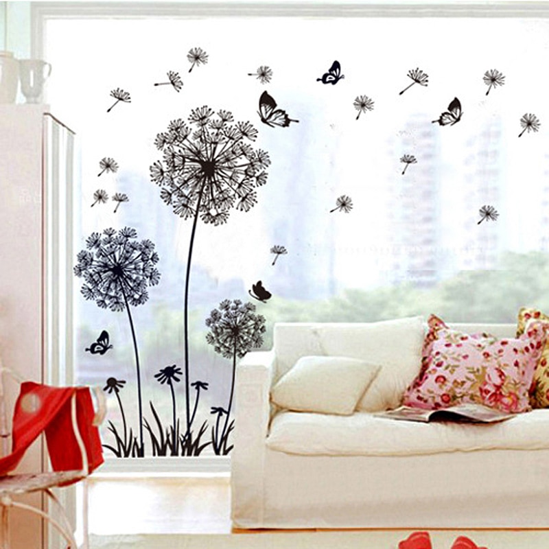 Black Dandelion Wall Sticker butterflies on the wall