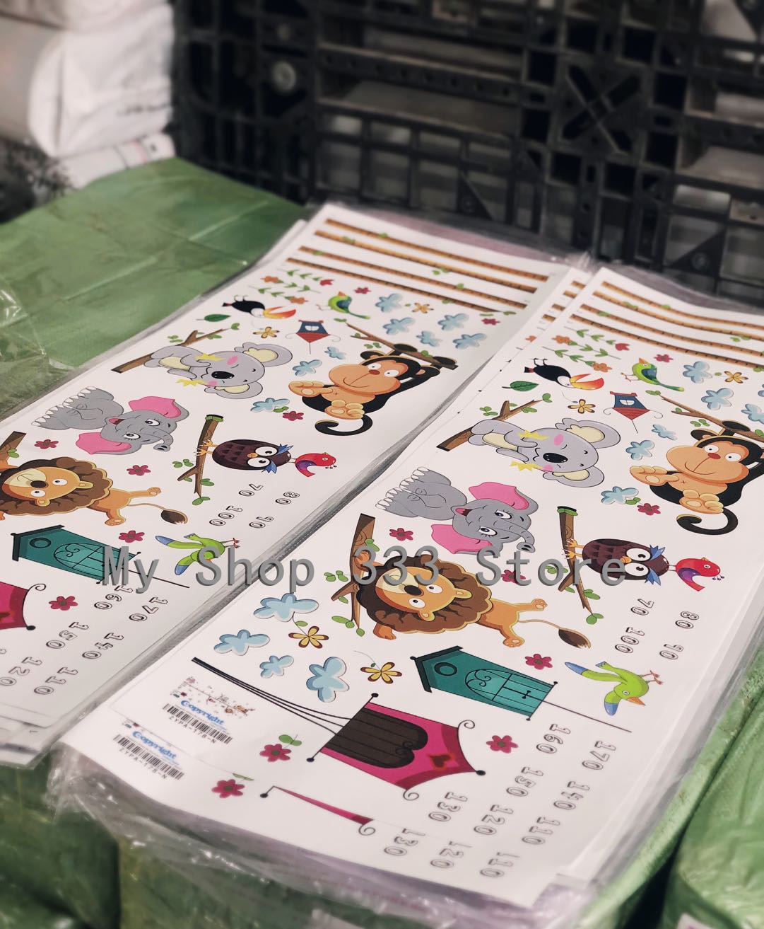 Cartoon Animals Lion Monkey Owl Elephant Height Measure Wall Sticker For Kids Rooms - Image 3