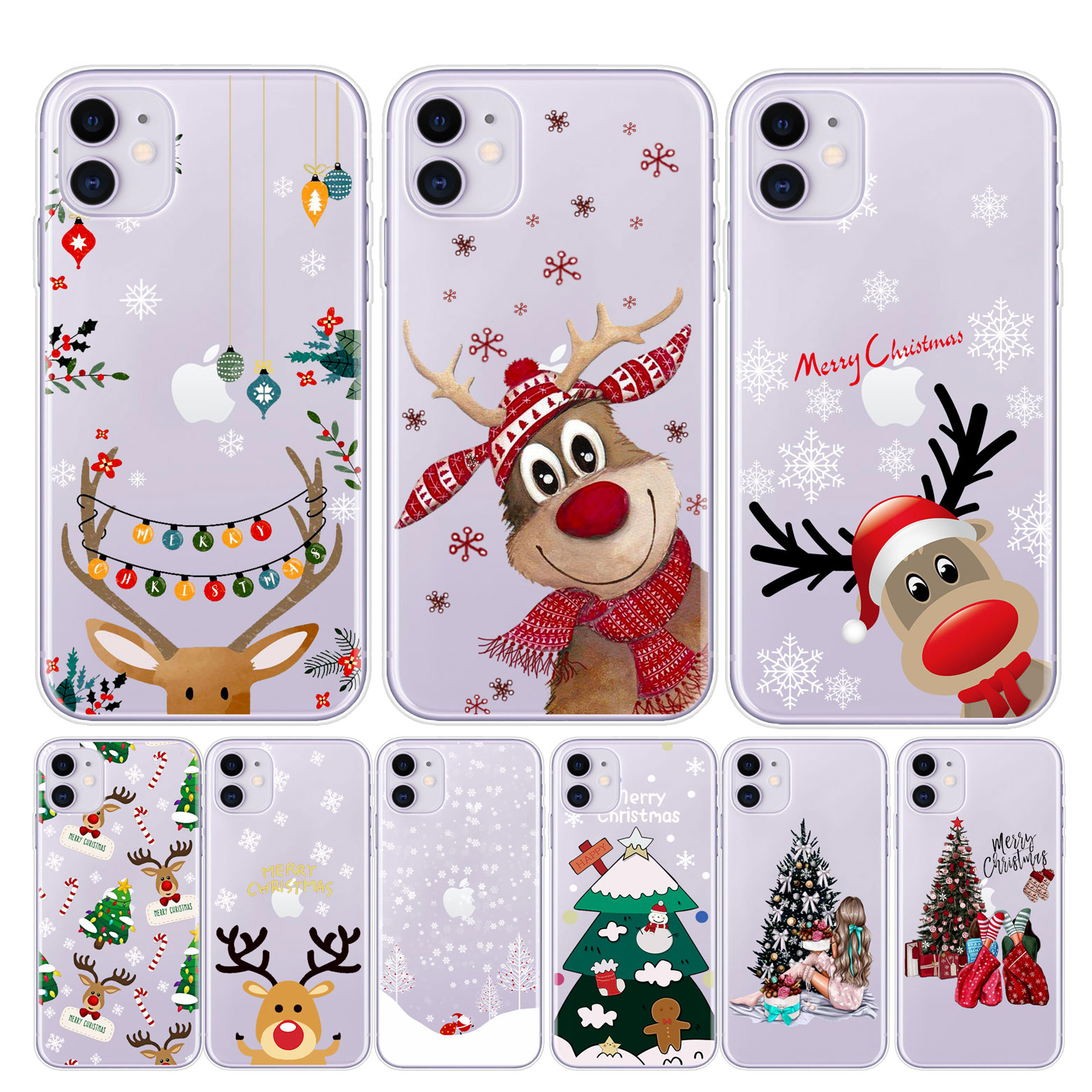 Christmas New Year gifts elk snow phone Case For iphon 11 PRO XR 6s 7 Plus 5s X XS MAX TPU Silicone Case for huawei P30 P20 Lite