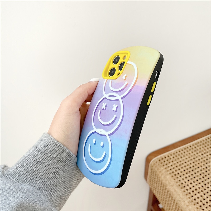 Cute Mouse Model Design Smile Face Stand Phone Case For iPhone XS 12 mini 11 Pro Max 7 8 Plus SE 2020 X XR Gradient Soft Covers