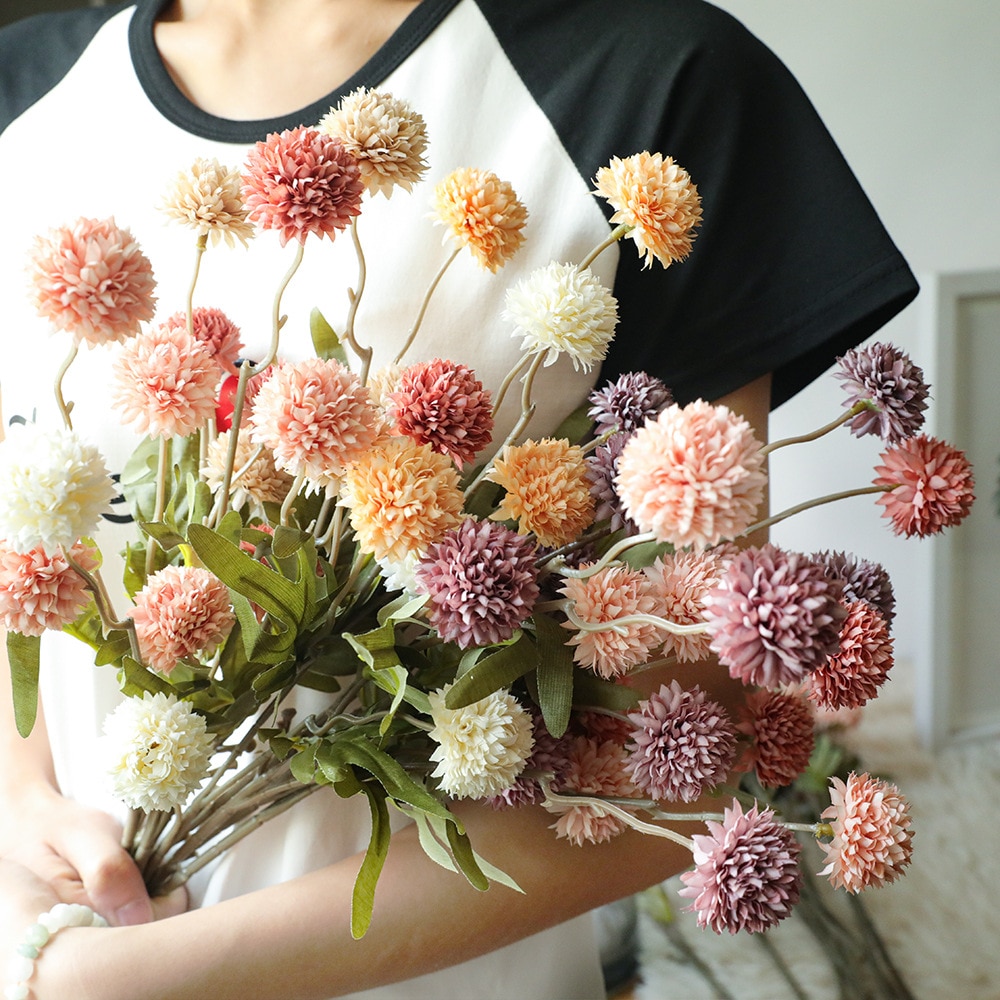 Dandelion Pompom artificial Flower branch Green Plants
