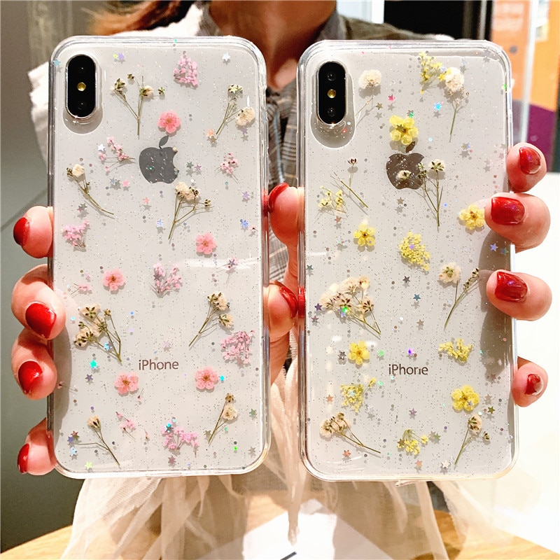 Dry flower case for iphone 11 12 pro XS Max X XR 6s 7 8 Plus SE 2020 phone cases Real floret cover for iPhone 11 Pro 12mini case