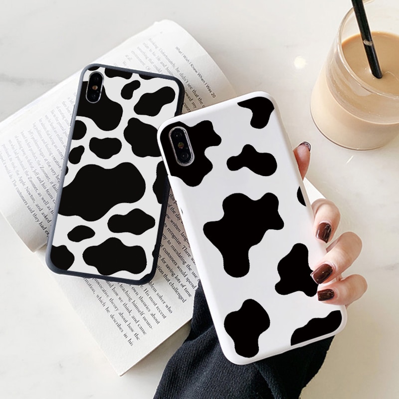 For Huawei Honor 9A 9S 10i 9X Mate 20 10 P40 P30 P20 Lite Pro P Smart 2020 Y6 Y7 Y9 2019 Black White Cow Print Silicone Case Bag