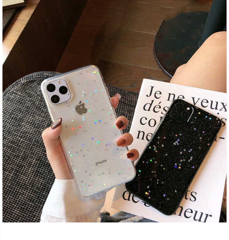 Star Bling Glitter Phone Case for I phone 11 Pro Max Back Love Heart Cover for Iphone12 Pro X max 7 6 8 Plus Mini - Image 3