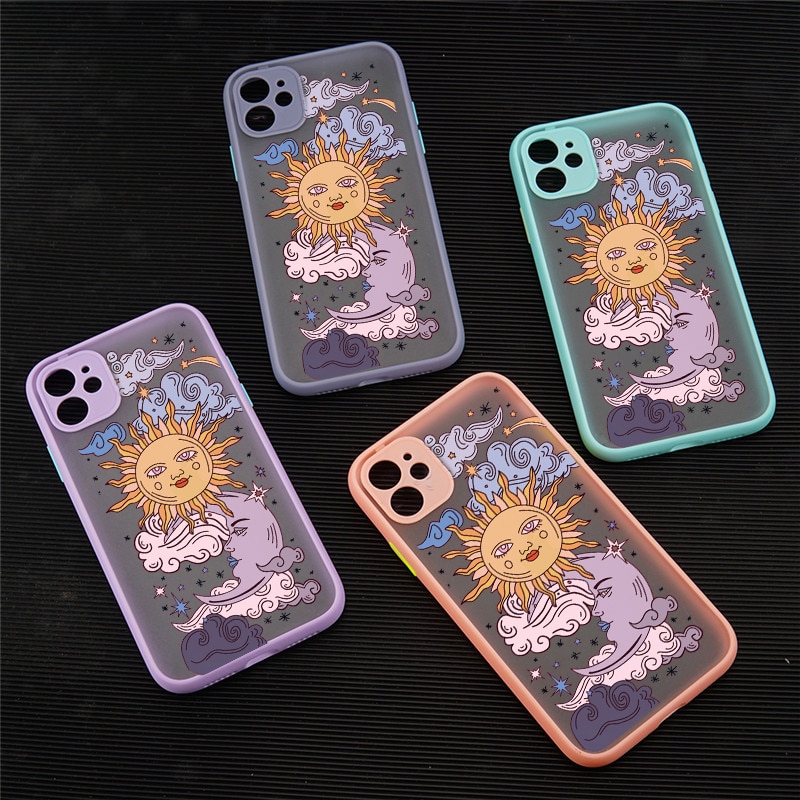 Funny Sun Moon Face Shockproof Phone Case For iPhone 11 Pro 12 7 XS MAX X XR SE20 8 Plus Soft TPU Matte Candy Back Cover - Image 2