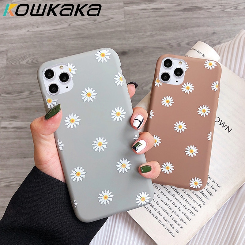 Cute Cartoon Daisy Phone Case For iPhone 12 11 Pro X XR XS Max 6 6s 7 8 Plus SE 2020 Soft Flower