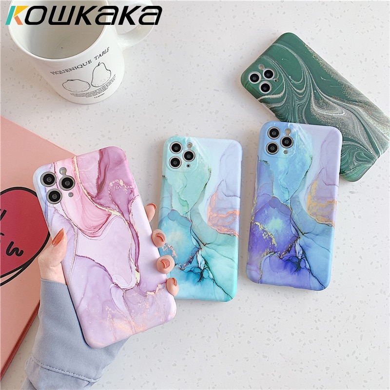Vintage Marble Phone Case For iPhone 11 Pro Max X XR XS Max 12 Mini 7 8 Plus Luxury  Camera Protection Back Cover