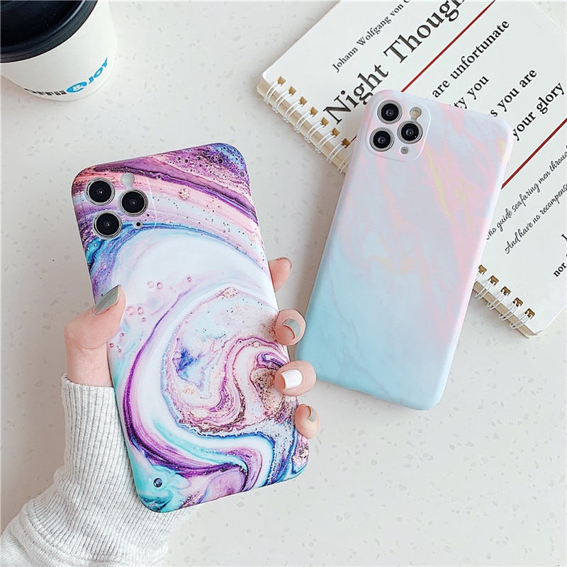 Matte Marble Texture Stone Phone Case For iPhone 11 Pro Max 12 Pro 12Mini X XR XS Max 7 8 Plus Soft IMD Back Cover