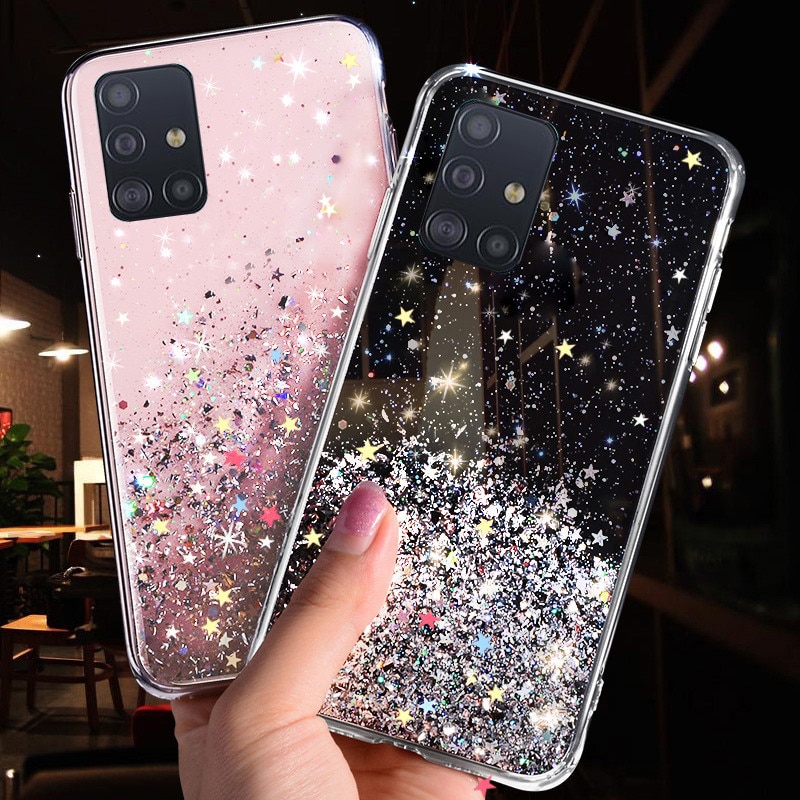 Phone Case for Samsung Galaxy S20 Ultra S10 S9 S8 Plus Note 10 Pro A51 A71 A81 A91 A10 A20 A30 A50 A70 Bling Glitter Star Cases
