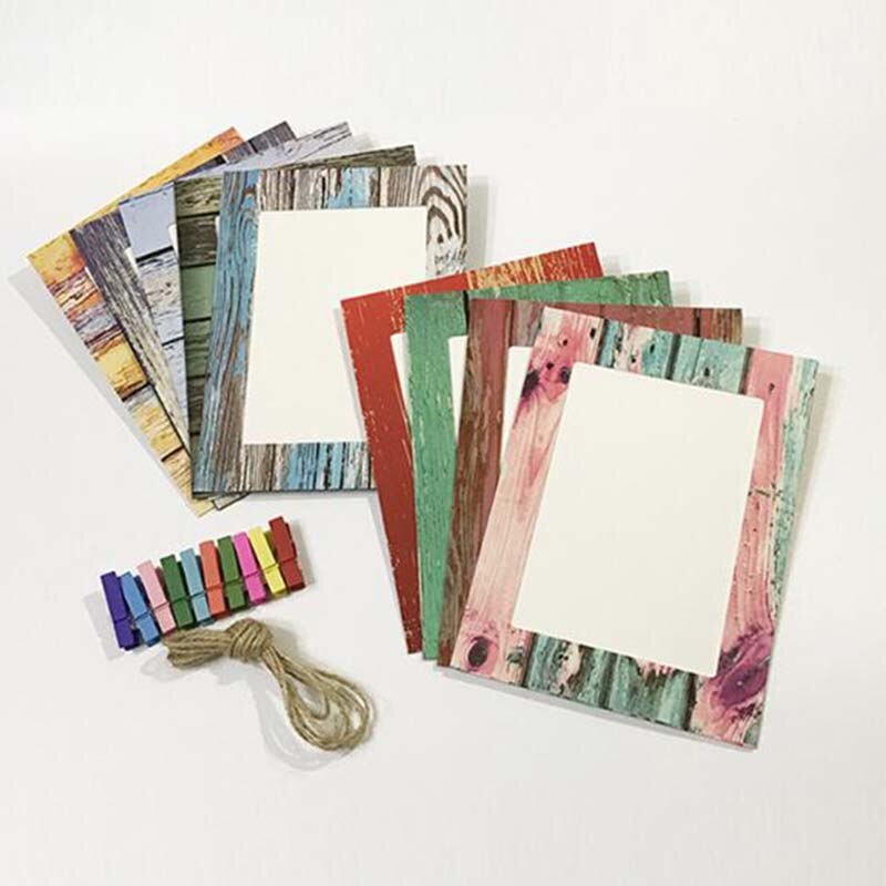 Picture Frame With Clips And Rope 5/6/7 Inch Wall Hanging Banner Photo Frame