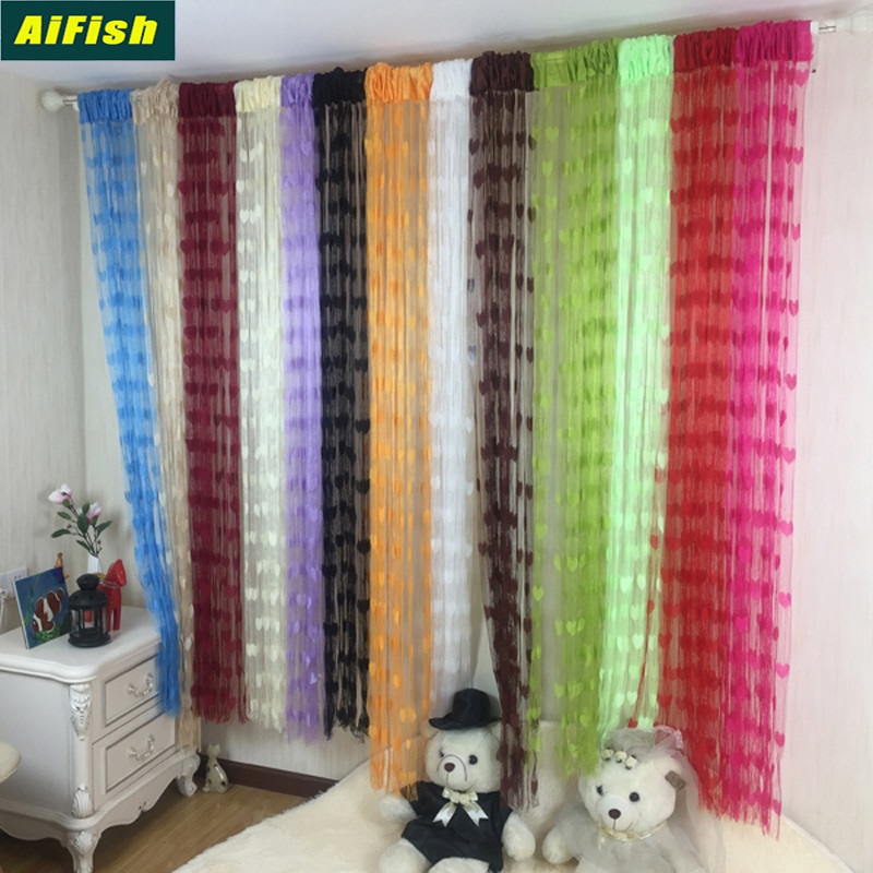Door Window Hanging Decor Heart Shape Line Curtain 100 x 200cm Partition Wall Vestibule String Curtains For Living Room
