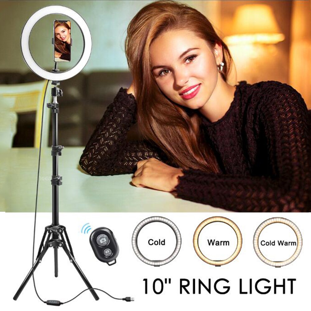 LED Ring Lamp 6/8/10" Dimmable Selfie Ring Light with Tripod Stand and Phone Holder for Phone Live Stream Make Up YouTube