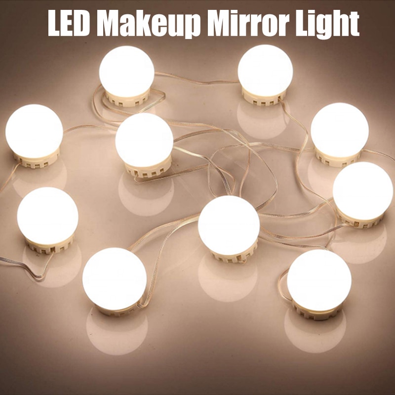 LED Makeup Mirror Light Lamp Pink Mirror Light Dimming Bathroom Changing Mirror Barber Shop Vanity Mirror Bulb Stepless Dimming