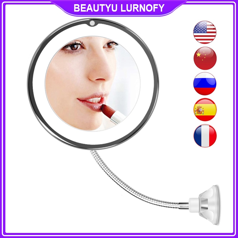 LED Mirror Light Makeup Mirror with Led Light Flexible 10X Magnifying Mirrors Light