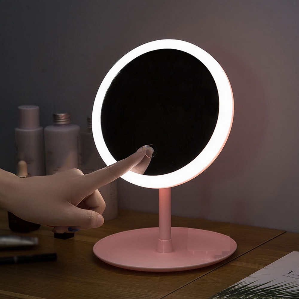 Led Light Makeup Mirror Storage LED Face Mirror Adjustable Touch Dimmer USB Led Vanity Mirror Table Desk Cosmetic Mirror - Image 2
