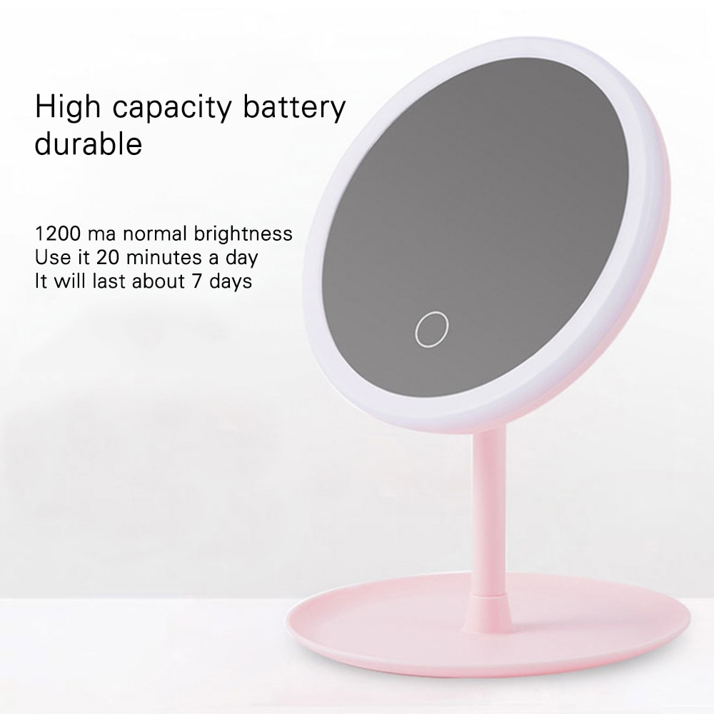 Led Light Makeup Mirror Storage LED Face Mirror Adjustable Touch Dimmer USB Led Vanity Mirror Table Desk Cosmetic Mirror - Image 3