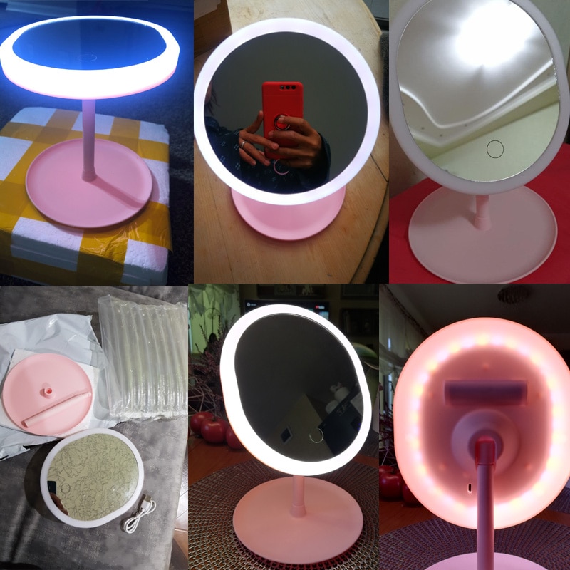 Led Light Makeup Mirror Storage LED Face Mirror Adjustable Touch Dimmer USB Led Vanity Mirror Table Desk Cosmetic Mirror - Image 6