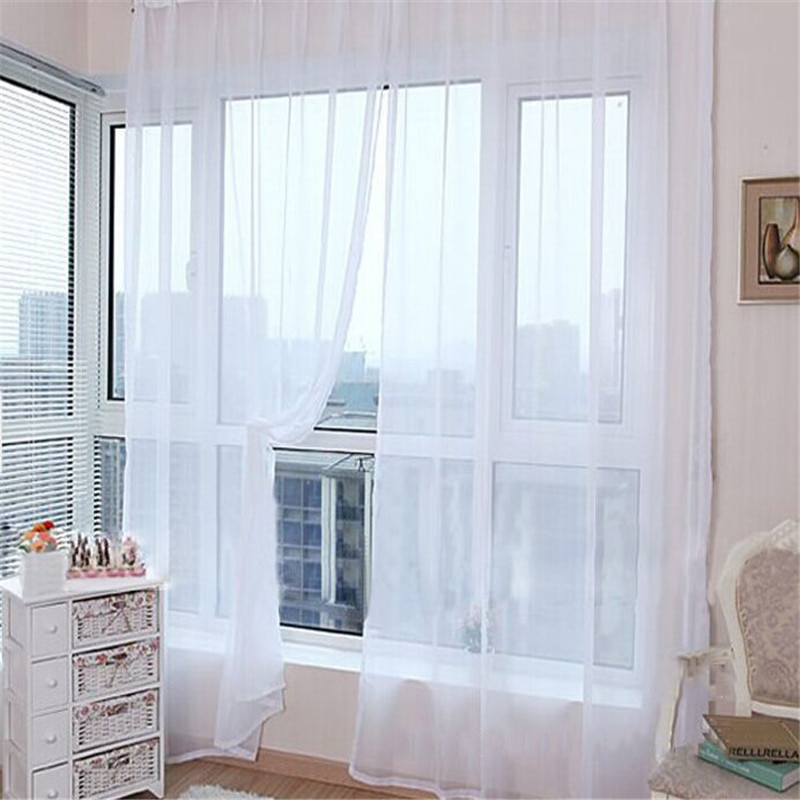 Modern Window Treatments Curtain Europe Solid Color Tulle Living Room Kitchen Bedroom Drape Panel Sheer Voile Curtains