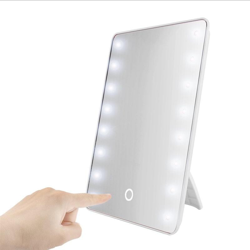 Makeup Mirror with 8/16 LEDs Cosmetic Mirror with Touch Dimmer Switch Battery Operated Stand for Tabletop Bathroom Travel - Image 2
