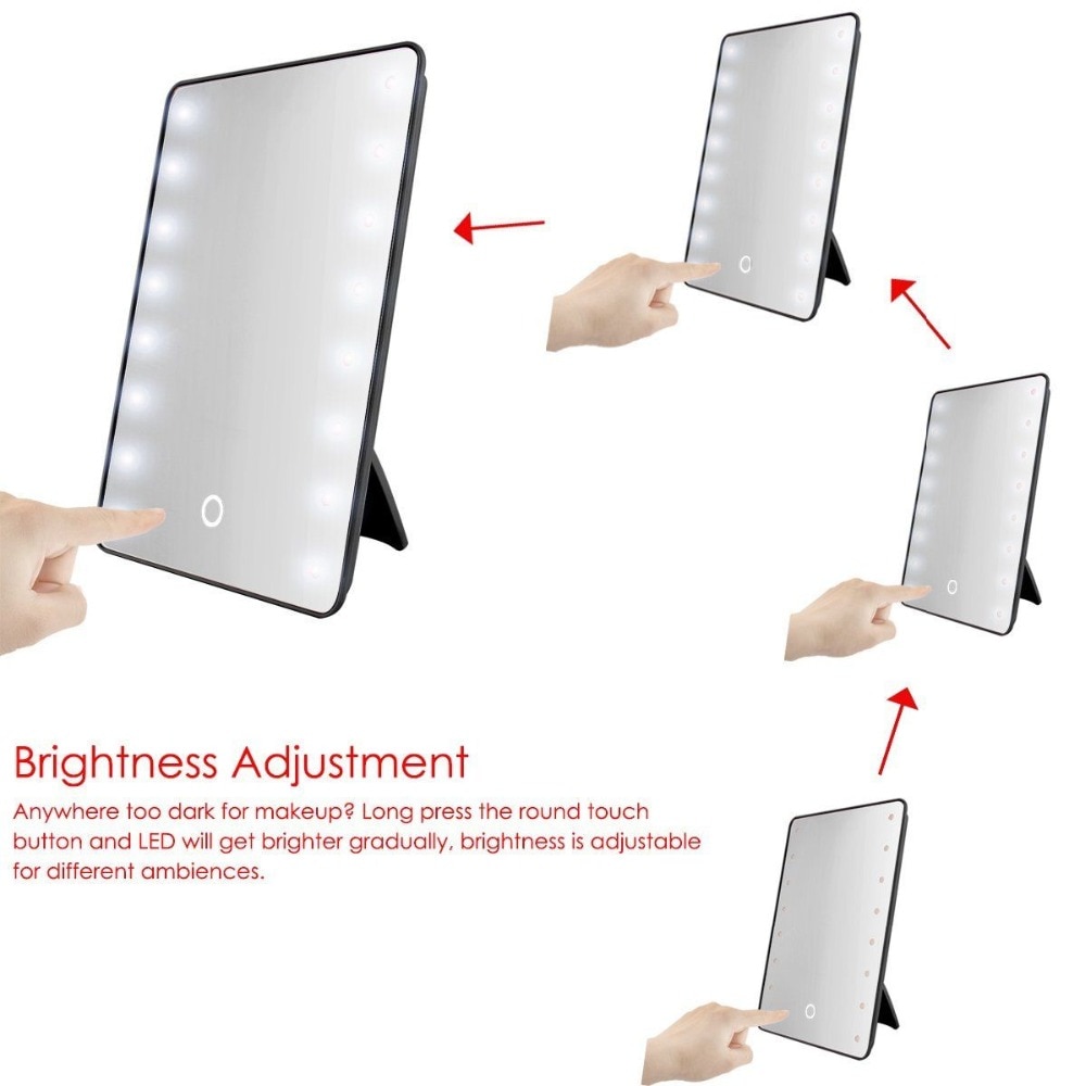 Makeup Mirror with 8/16 LEDs Cosmetic Mirror with Touch Dimmer Switch Battery Operated Stand for Tabletop Bathroom Travel - Image 5