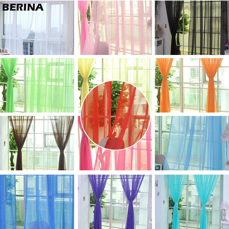 Tulle Curtains for the Kitchen Living Room Solid Sheer Curtains Tulle on the Windows Drapes Window Screen 100x200cm