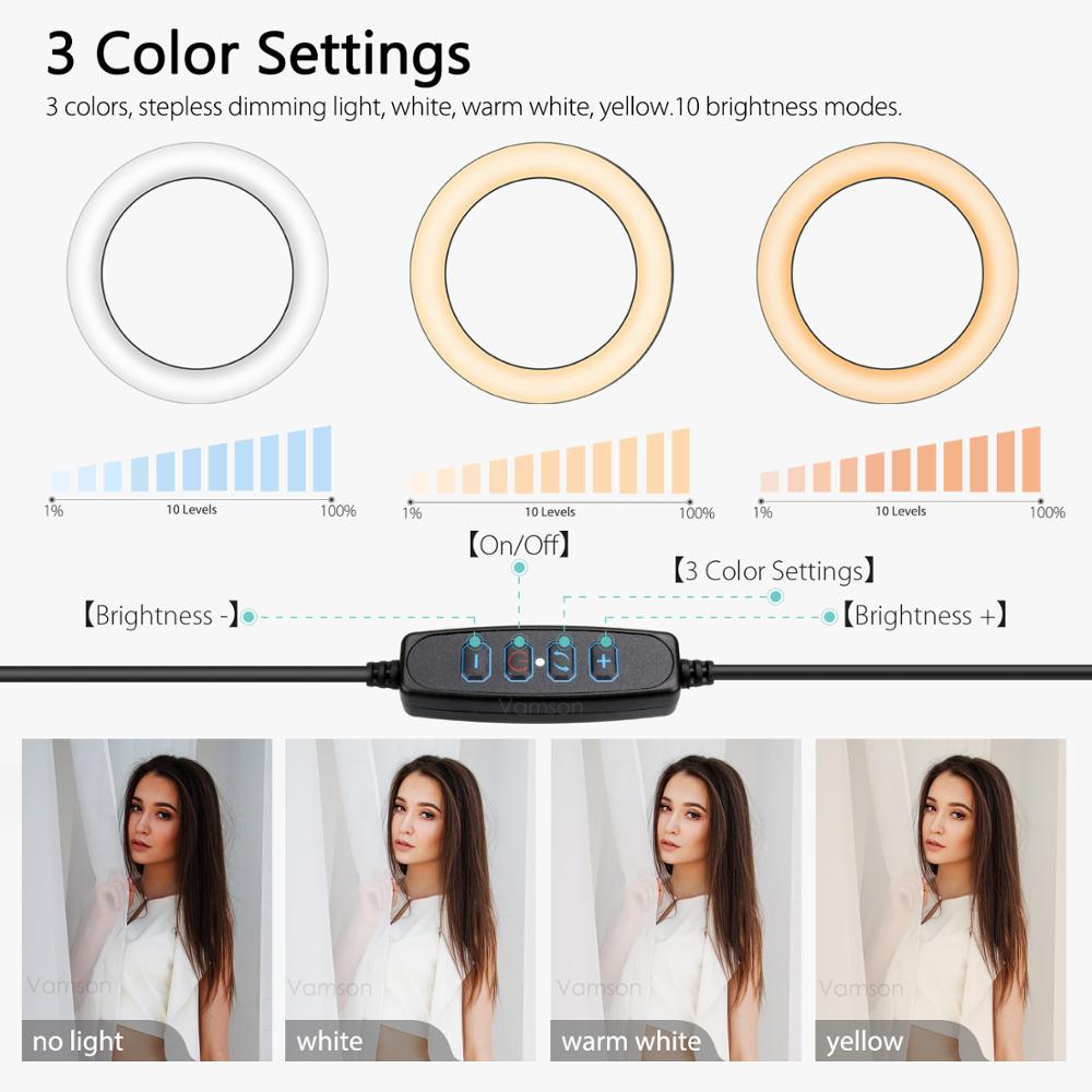 Desktop Ring Light with Stand and Phone Holder LED Ring Light for Webcam , Selfie, Photography, Camera, Make-up - Image 3