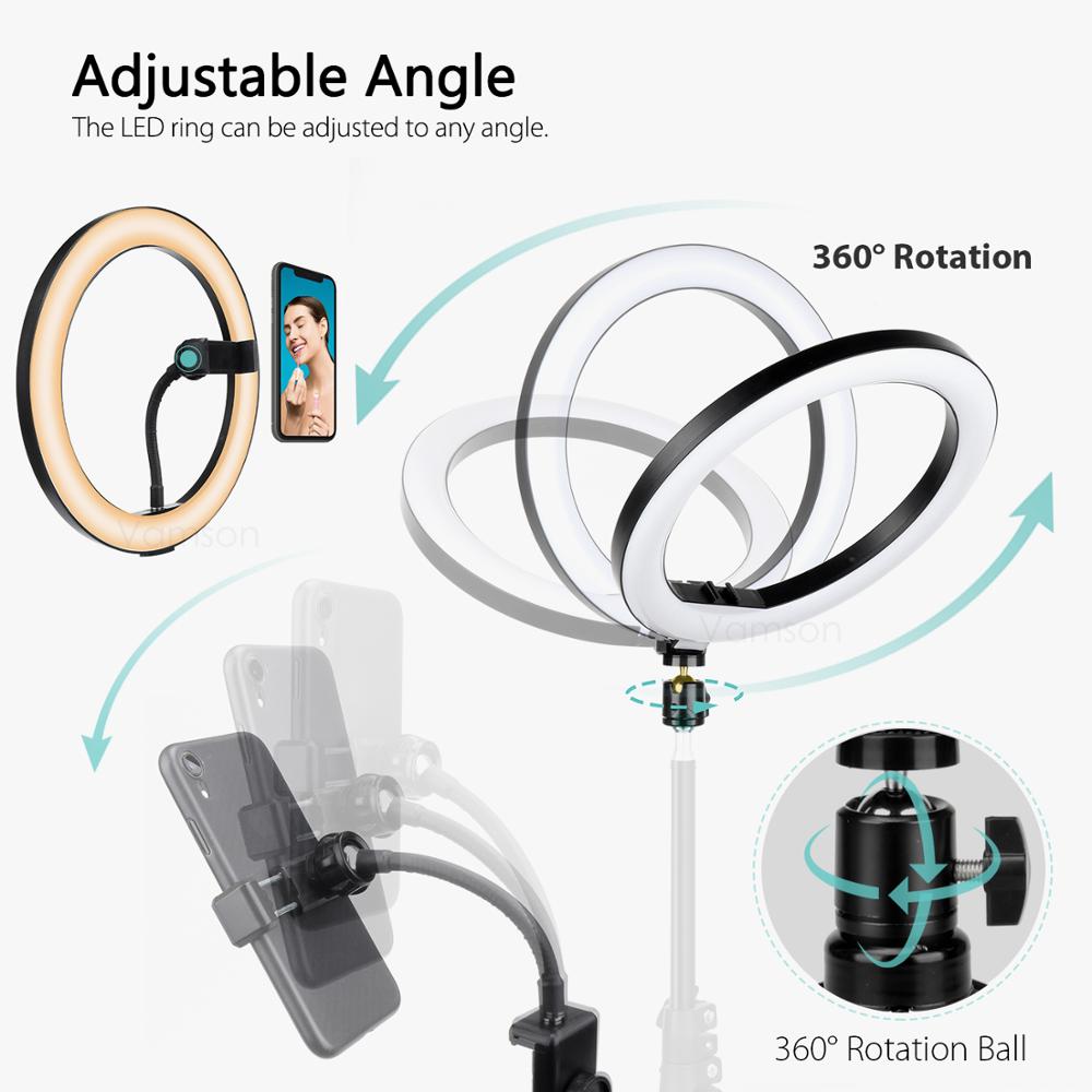 Desktop Ring Light with Stand and Phone Holder LED Ring Light for Webcam , Selfie, Photography, Camera, Make-up - Image 4