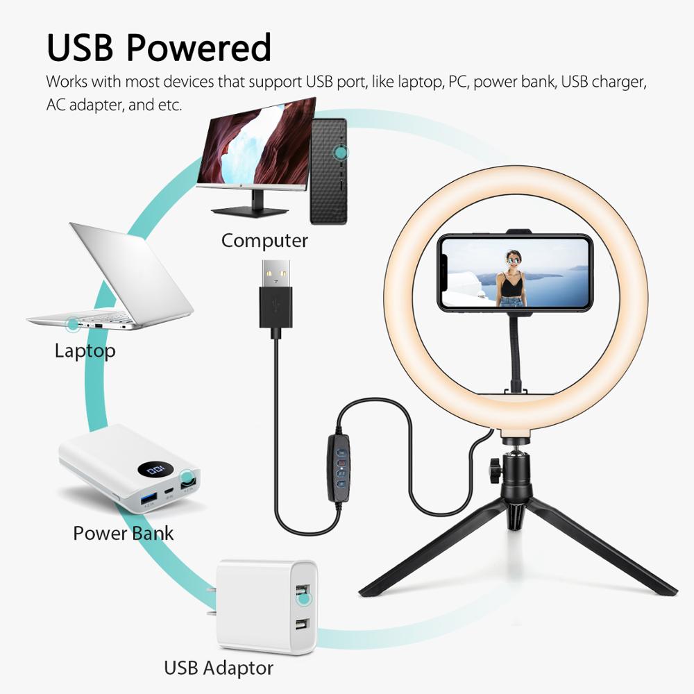 Desktop Ring Light with Stand and Phone Holder LED Ring Light for Webcam , Selfie, Photography, Camera, Make-up - Image 5