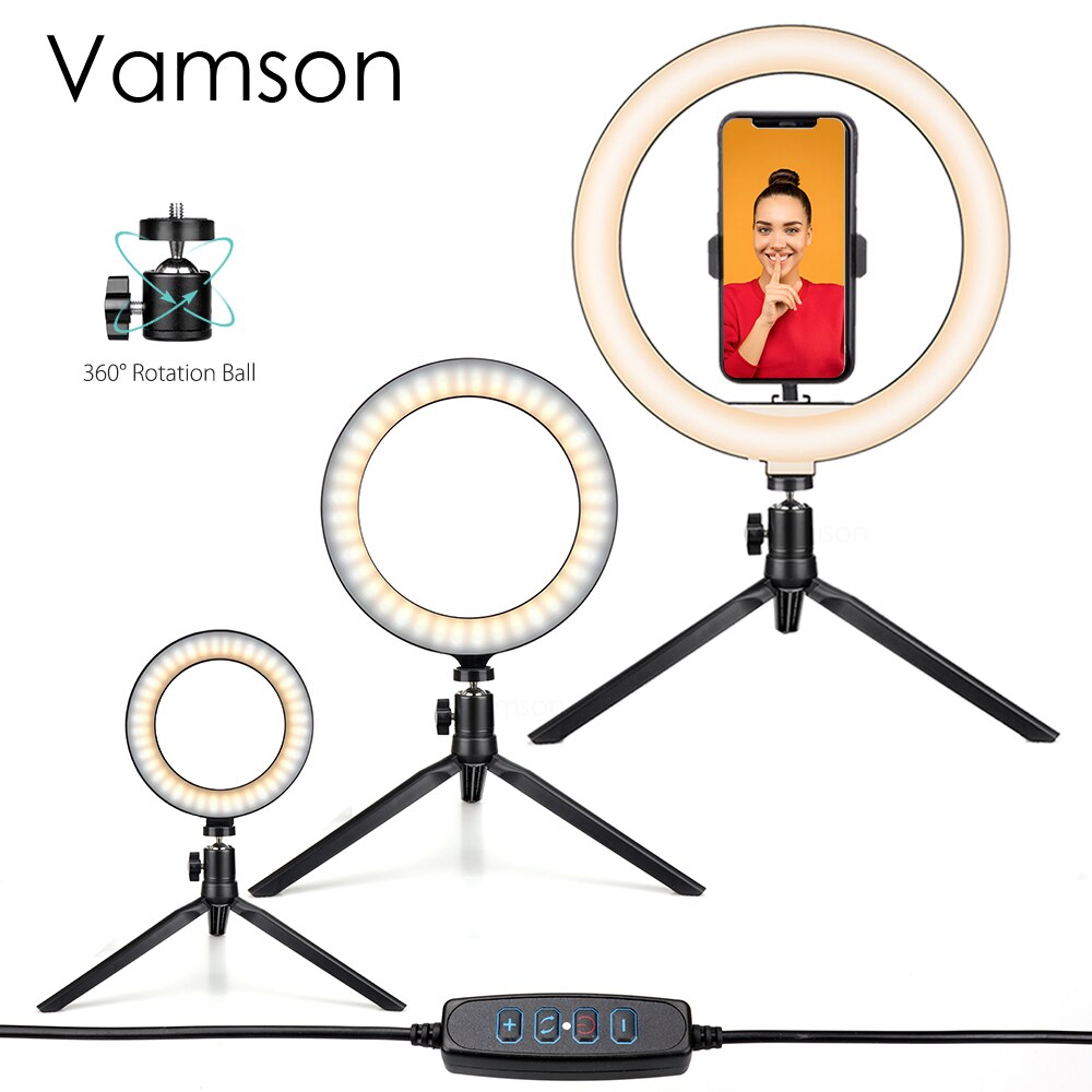 Desktop Ring Light with Stand and Phone Holder LED Ring Light for Webcam , Selfie, Photography, Camera, Make-up